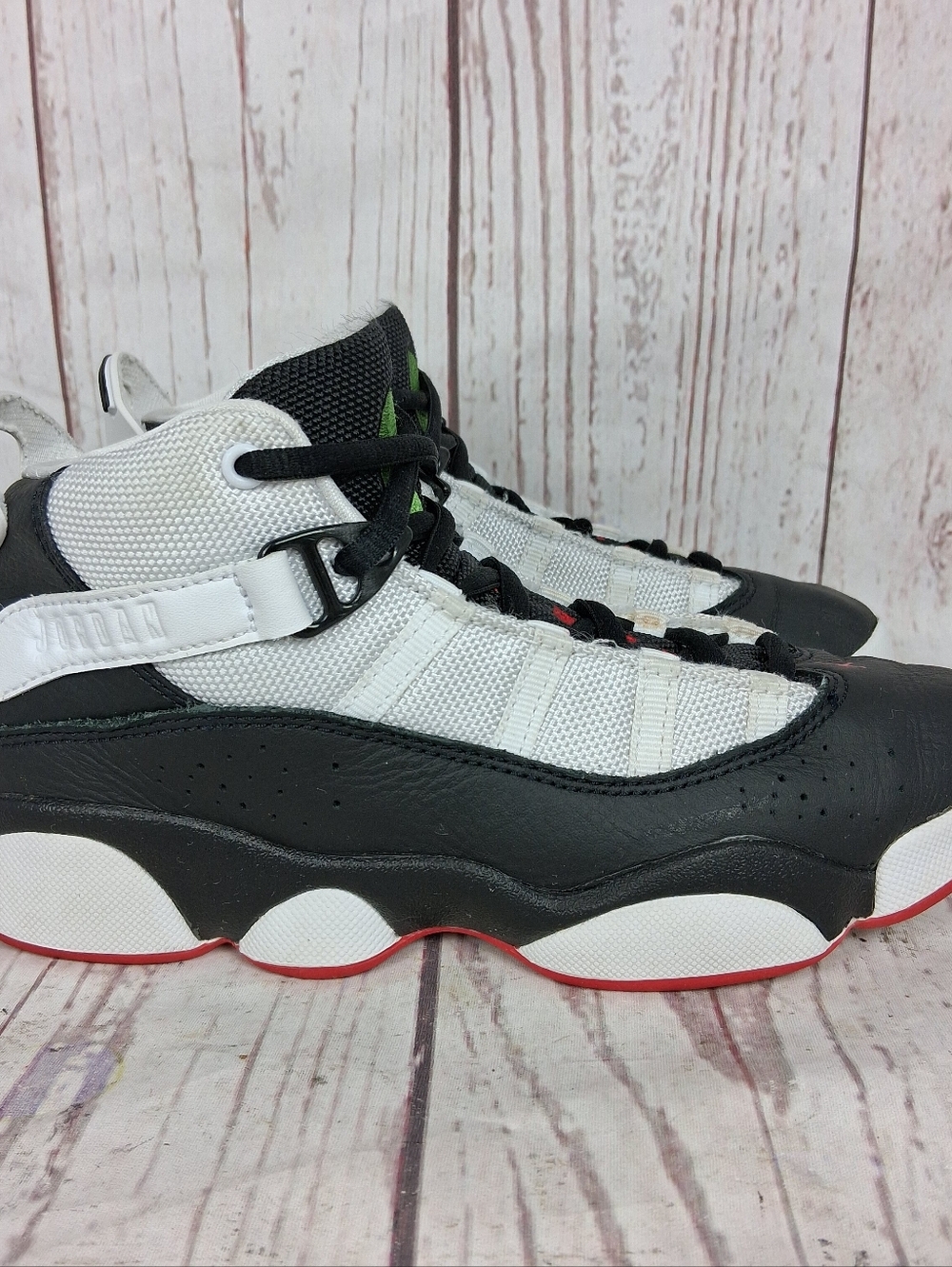 Jordan 6 Rings GS Basketball Sneakers "He Got Game" Boy's Size 3Y Black Red